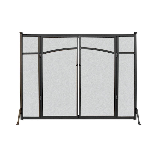 Panacea Panacea Black/Gray Matte Metal Fireplace Screen with Doors 15910 - main